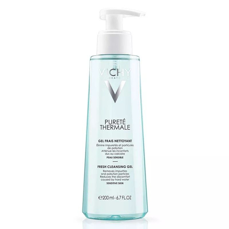 ژل شستشوی صورت ویشی Pureté Thermale Fresh Cleansing Gel ۲۰0ml؛ پاک کننده ملایم پوست حساس، حاوی آب آتشفشانی