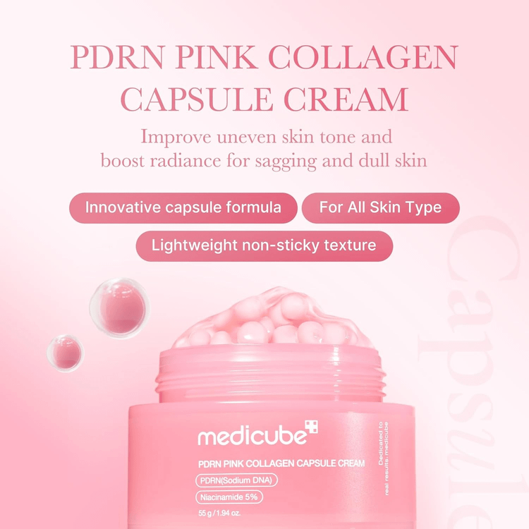 خرید کرم کپسولی کلاژن PDRN Pink مدیکیوب اصل | لوکس بیوتی | Medicube PDRN Pink Collagen Capsule Cream