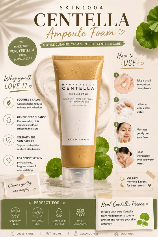 فوم شوینده آمپولی سنتلا SKIN1004 مدل Madagascar Centella Ampoule Foam