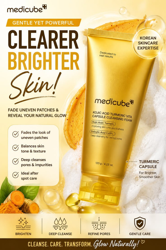 شوینده زردچوبه و کوجیک اسید مدیکیوب | Medicube Kojic Acid Turmeric Vita Capsule Foam Cleanser