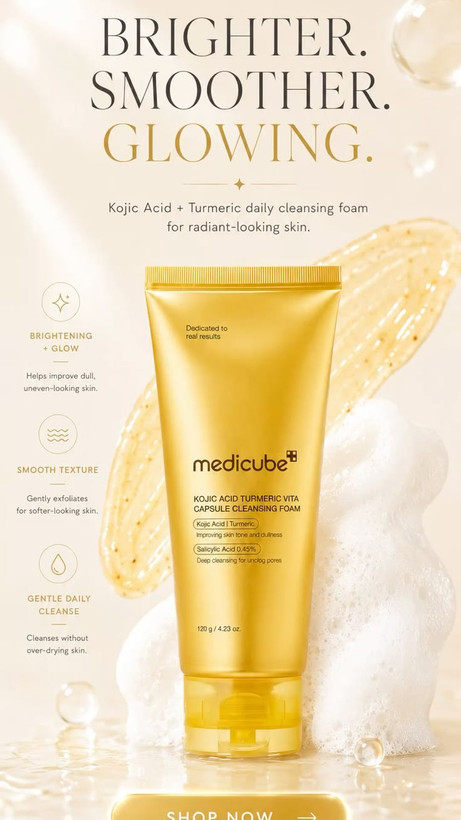 شوینده زردچوبه و کوجیک اسید مدیکیوب | Medicube Kojic Acid Turmeric Vita Capsule Foam Cleanser